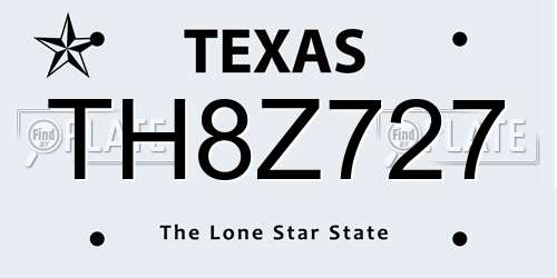 TH8Z727 Texas License Plate