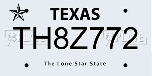 TH8Z772 Texas License Plate
