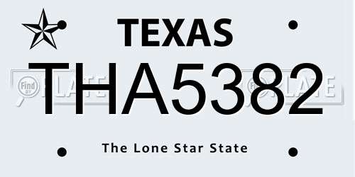 THA5382 Texas License Plate