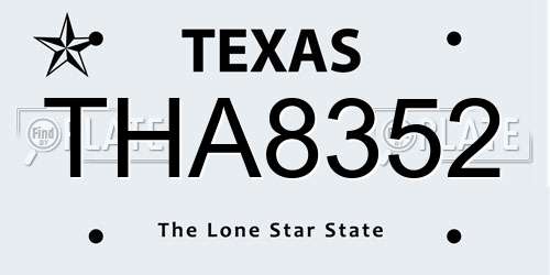 THA8352 Texas License Plate
