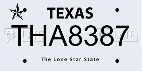 THA8387 Texas License Plate