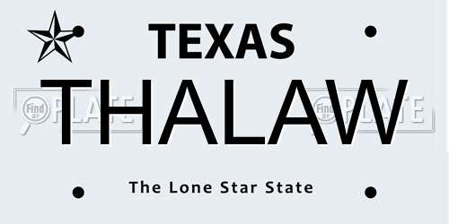 THALAW Texas License Plate