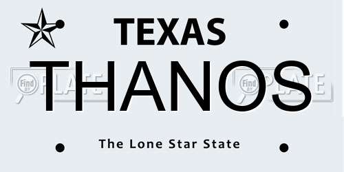 THANOS Texas License Plate
