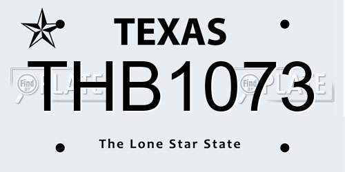 THB1073 Texas License Plate