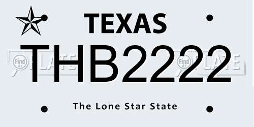 THB2222 Texas License Plate