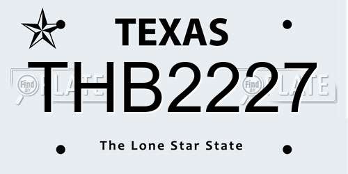 THB2227 Texas License Plate