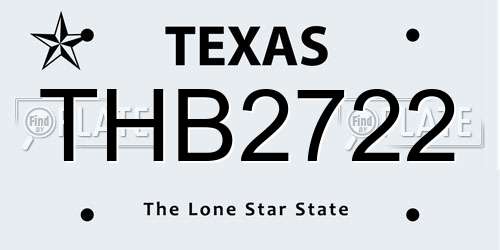 THB2722 Texas License Plate