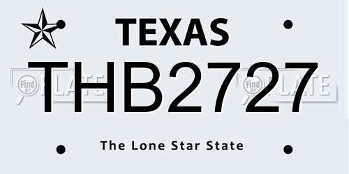 THB2727 Texas License Plate