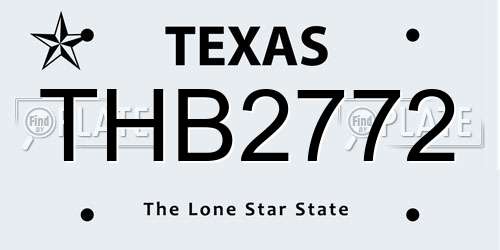 THB2772 Texas License Plate