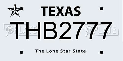 THB2777 Texas License Plate