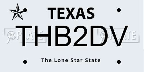 THB2DV Texas License Plate