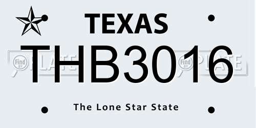 THB3016 Texas License Plate