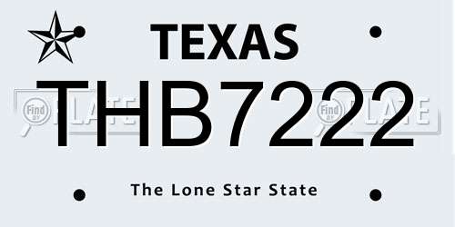 THB7222 Texas License Plate