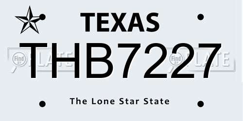 THB7227 Texas License Plate