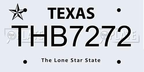 THB7272 Texas License Plate