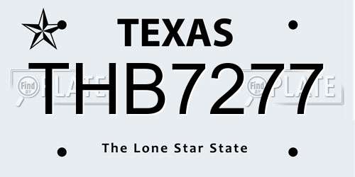THB7277 Texas License Plate