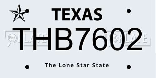 THB7602 Texas License Plate