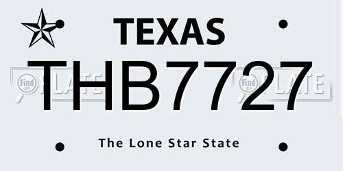 THB7727 Texas License Plate
