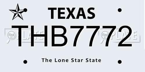 THB7772 Texas License Plate