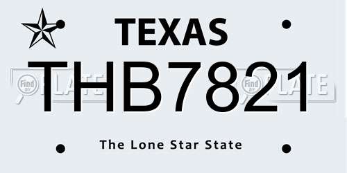 THB7821 Texas License Plate