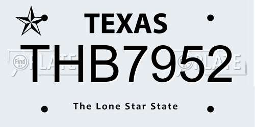 THB7952 Texas License Plate