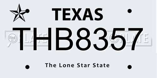 THB8357 Texas License Plate