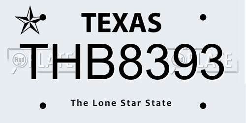 THB8393 Texas License Plate