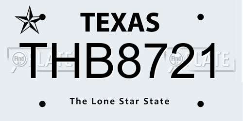 THB8721 Texas License Plate
