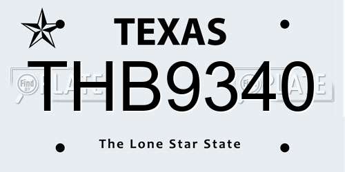 THB9340 Texas License Plate