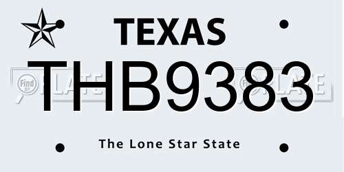 THB9383 Texas License Plate
