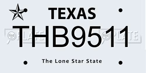 THB9511 Texas License Plate
