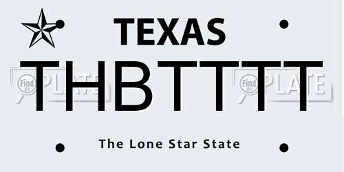 THBTTTT Texas License Plate