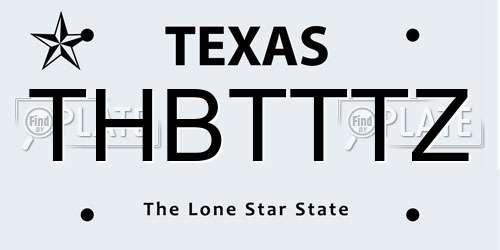 THBTTTZ Texas License Plate