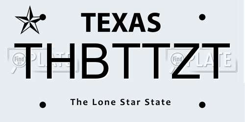 THBTTZT Texas License Plate