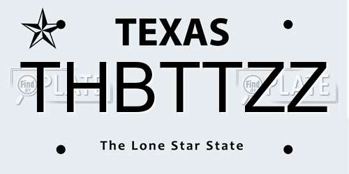 THBTTZZ Texas License Plate