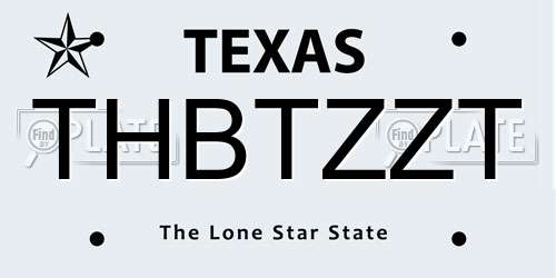 THBTZZT Texas License Plate