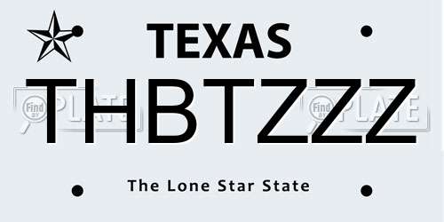 THBTZZZ Texas License Plate