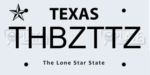 THBZTTZ Texas License Plate