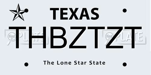THBZTZT Texas License Plate