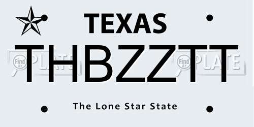THBZZTT Texas License Plate