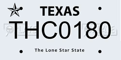 THC0180 Texas License Plate