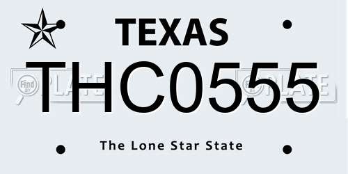 THC0555 Texas License Plate