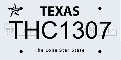 THC1307 Texas License Plate