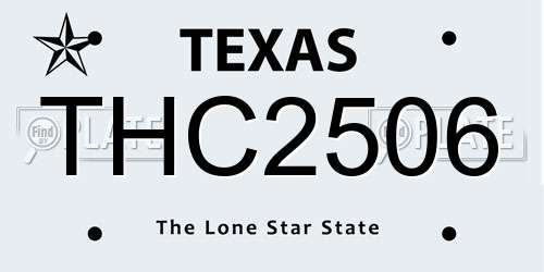 THC2506 Texas License Plate