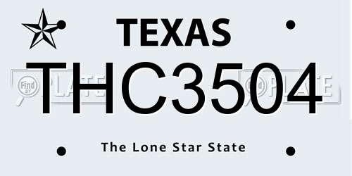 THC3504 Texas License Plate