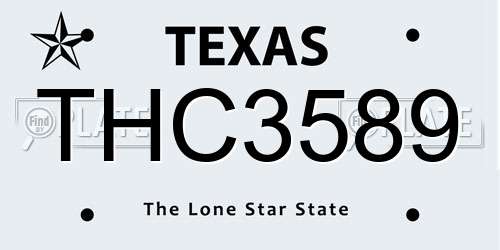 THC3589 Texas License Plate