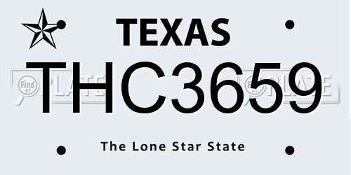 THC3659 Texas License Plate