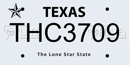 THC3709 Texas License Plate