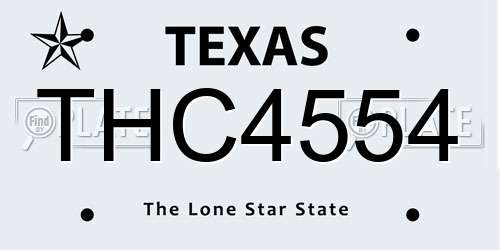 THC4554 Texas License Plate