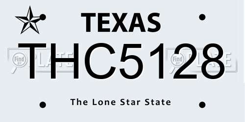 THC5128 Texas License Plate
